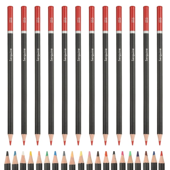 Red Color Drawing Pencils for Adult Coloring Books, 12 Pcs