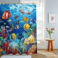 thumbnail image 4 of Shower Curtains for Bathroom, Cartoon Fish Waterproof Fabric Shower Curtain, Blue Colorful Sea Ocean Seagrass Coral Decorative Bathroom Curtain for Bathtub, 36"x72", No Hooks Included, 4 of 9