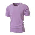 thumbnail image 3 of Generic Mens Solid Color Basic T Shirt Short Sleeve Slim Fit Turtle Neck Sweaters Casual Basic Tee Ribbed Knit Pullover Tops, 3 of 7