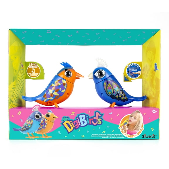 Silverlit Digibirds Twin Pack, Interactive, Animated Electronic pet with Sounds and Record & Playback, Sings, Head Turns