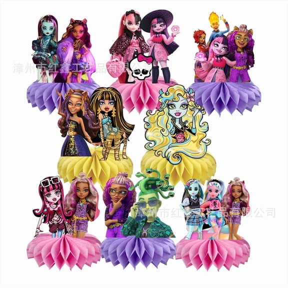 8Pcs Monster Honeycomb Table Centerpiece High Birthday Party Supplies Table Decorations for Party Decorations