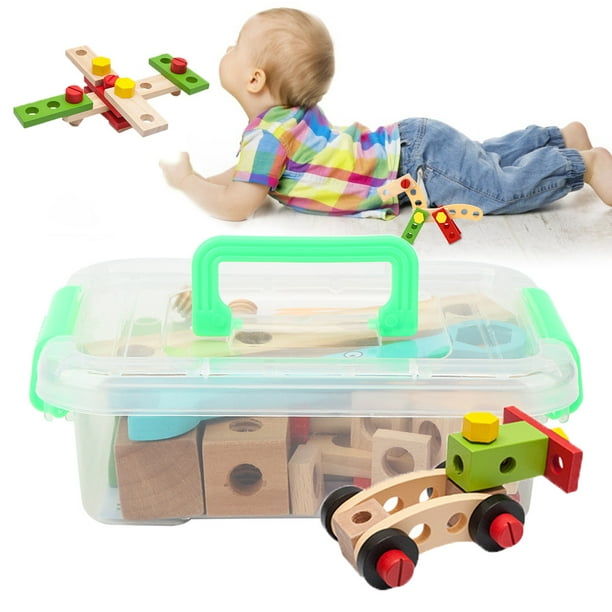 Boîte à outils en bois, jouet de bricolage pour enfants, ensemble