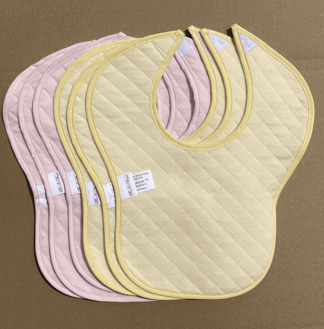 3pcs pink,3pcs yellow cotton cross stitch baby bib 14count aida cross stitch bib