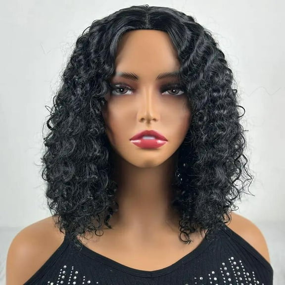 150 Density Glueless Wigs Water Wave Wig 14inch Deep Wave Curly Bob Wig Lace Frontal Wigs