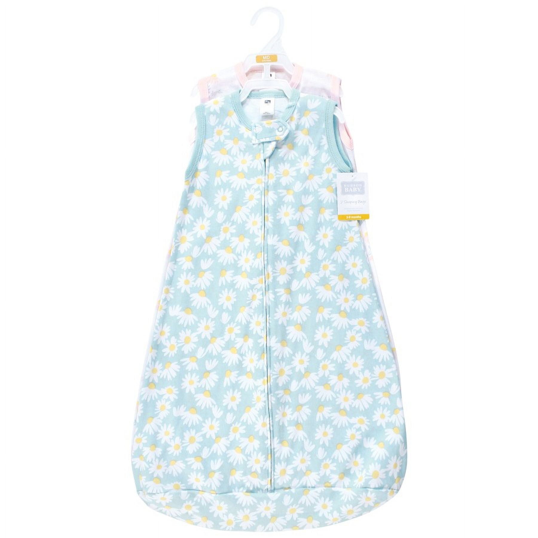 Hudson Baby Infant Girl Cotton Sleeveless Wearable Sleeping Bag, Sack, Blanket, Mixed Daisy, 12-18 Months
