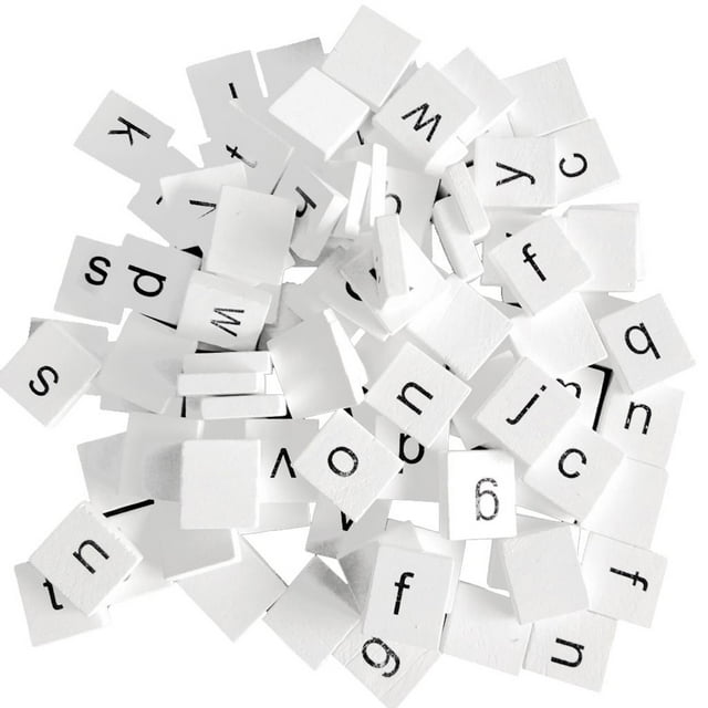 100 Pieces Wooden Puzzle Tiles Craft Alphabet Mixed Lowercase Letters Embellishments Blocks