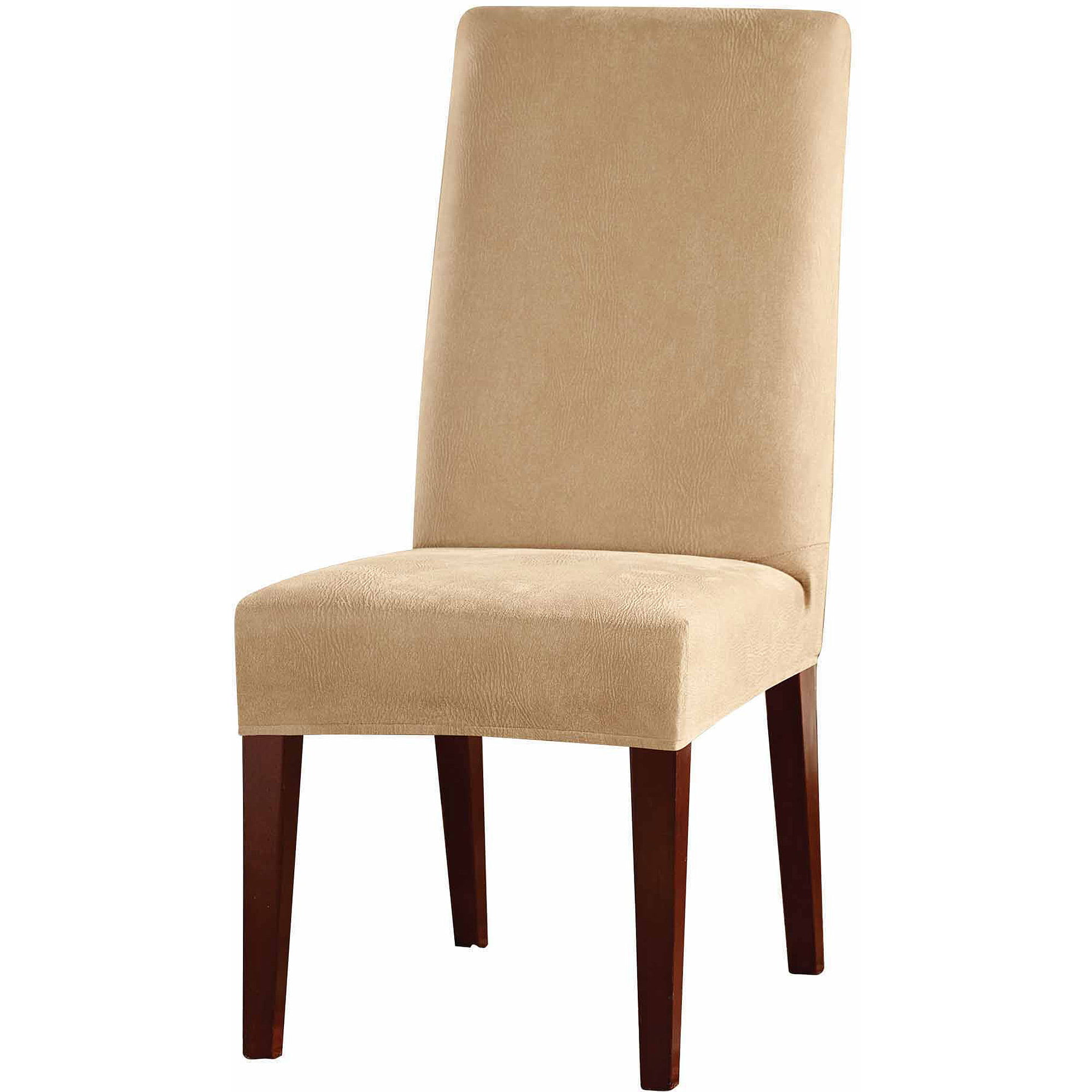 Sure Fit Stretch Leather Short Dining Room Chair Slipcover Camel