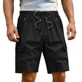 thumbnail image 3 of Men's Casual Sports Elastic Waist Drawstring Pocket Workwear Shorts, Athletic Joggers Cargo Shorts, Quick Dry Lightweight Summer Workout Shorts for Gym Running Hiking, | AKLJWH,Black S, 3 of 9