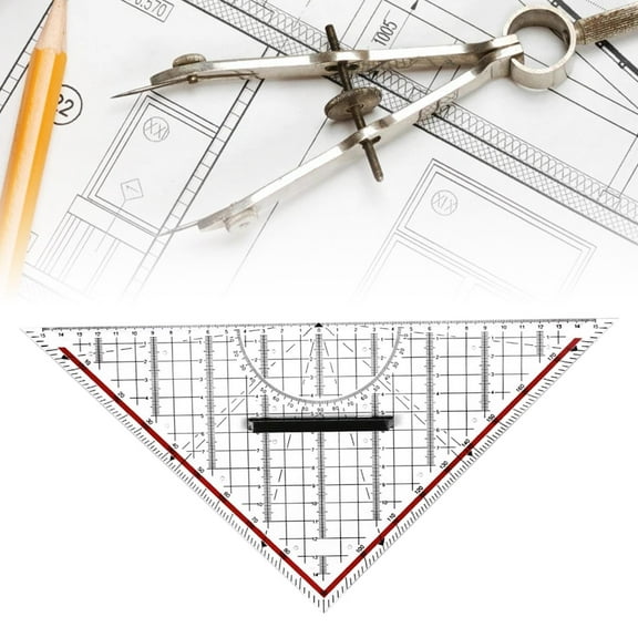 Drawing Triangle Square Ruler, Architectural Scale Ruler 12 Inch Professional Etched Triangle Drafting Ruler, for Blueprint, Drafting And Drawing