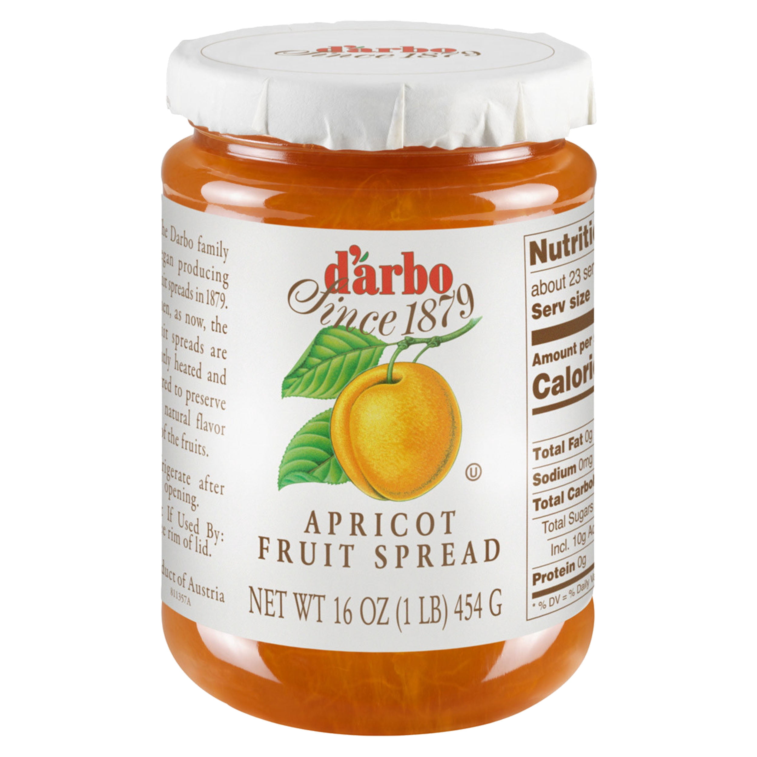 D'Arbo APRICOT Fruit Spread Preserve 16 Oz. (454 G) X 2 with Bonus Gold Stainless Steel Stirring/Spreader Spoon (3-Pc Set)