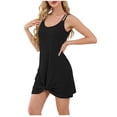 thumbnail image 2 of Womens Summer Fashion Dresses Solid Color Casual Versatile Twisted Strap Round Neck 2026 Vacation Beach Sundresses — Black∣S, 2 of 9