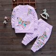 thumbnail image 2 of Mikilon Kids Sweat Sets Size 1-3 Years Round Neck Long Sleeve Sweatshirts Elastic Waist Baggy Sweatpants Fall and Winter Graphic Printed Thermal Outfit Sets, 2 of 3