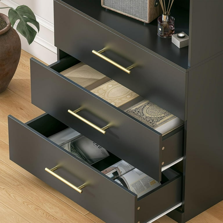 Winkalon 10-Cube Bookshelf With Canvas Drawer - 3 Tier Wide Bookcase, Adjustable Legs, Metal Frame For Bedroom, Living Room, Office (Brown)