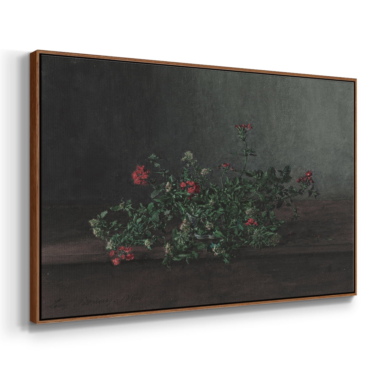 Vintage Botanical Print-XCIV By Wexford Home Framed in Walnut Wood Gallery Wrapped Canvas 25 in. x 37 in.