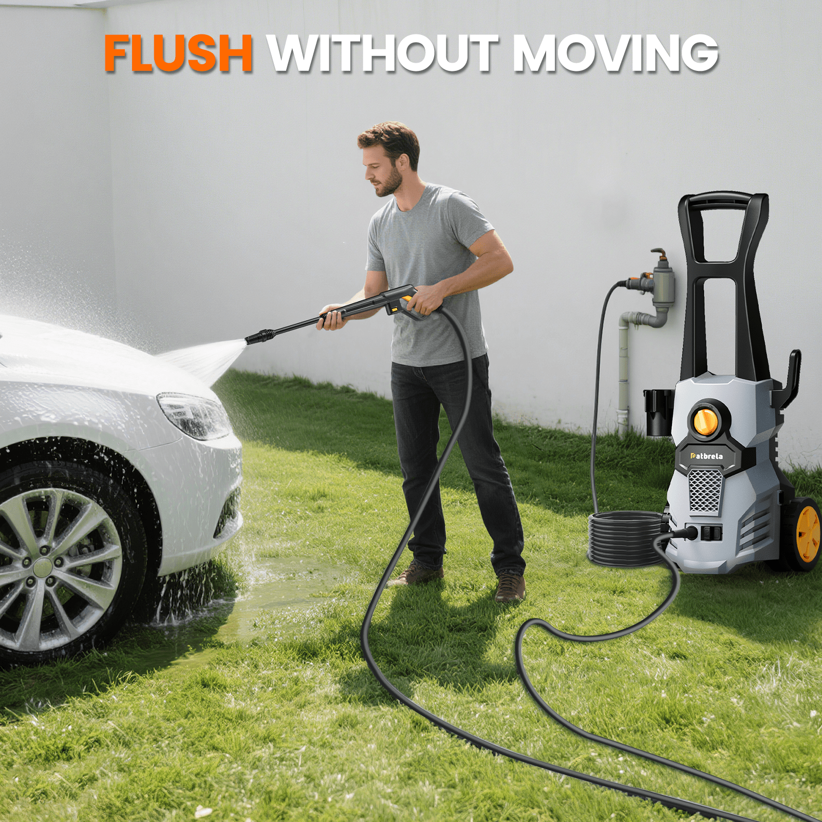1500W Electric Pressure Washer, 4200PSI with Adjustable Nozzle Angle, Portable High Pressure Washer Cleaning Machine for Cars, Driveways, Fences, Patios, Home Cleaning - Gray