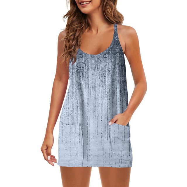 Robe Décontractée Sans Manches à Bretelles Col en V pour Femmes