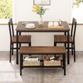 thumbnail image 6 of Dining Table Set for 4, Kitchen Table with 2 Chairs, Bench with Storage Rack, 4 Pieces Dining Room Table Set for Small Place, Apartment, Kitchen, Black, 6 of 6