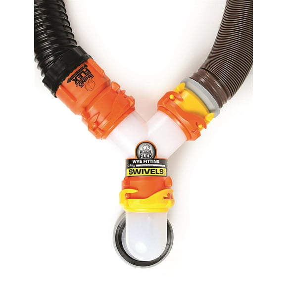 Camco Sewer Hose Connector 39812 RhinoFLEX; Wye Fitting; Orange