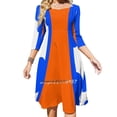 thumbnail image 1 of Vestido elegante dulce azul y naranja para mujer, vestido coreano kawaii con cuello cuadrado, azul ultramar, naranja, naranja, abstracto, abstracción, 1 of 6