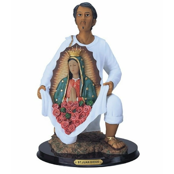 FC Design 13"H Saint Juan Diego Kneeling with Virgen of Guadalupe Statue Holy Figurine Religious Decoration