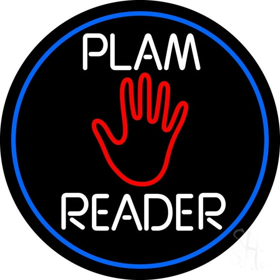 White Palm Reader LED Neon Sign 26" Tall x 26" Wide - inches Black Square Cut Acrylic Backing, with Dimmer - Bright and Premium built indoor LED Neon Sign for Storefront.