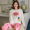 thumbnail image 3 of Thickened Warm Sleepwear for Winter Flannel Round Neck School Loungewear Set Ladies Pajamas Long Sleeves Cat  (Bluemao,L(45-52.5kg)), 3 of 6