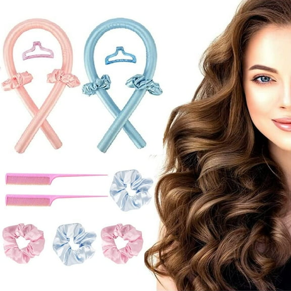 BUZIFU 2 Pcs Heatless Curling Rod Headband No Heat Silk Curls Lazy Curler Set Sleeping Soft Hair Rollers Headband DIY Hair Styling Tools with Hair Ring, Hairpin and Comb for Long Medium Hair