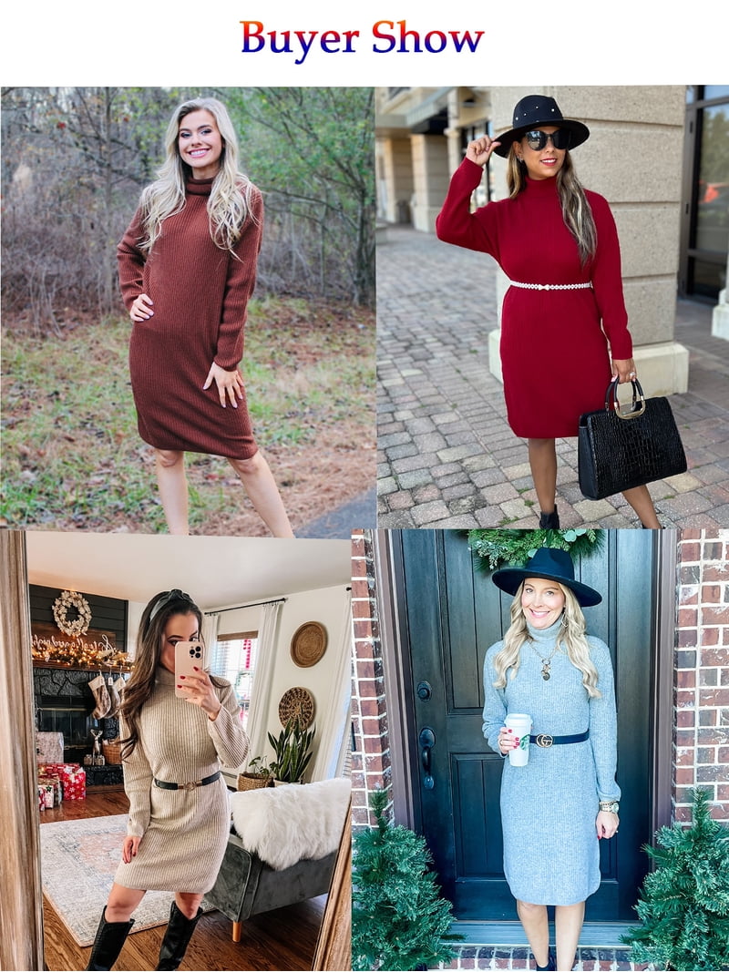 strapless open back dress Red Turtleneck Puff Sleeve Maternity Sweater Dress – PinkBlush main image 0