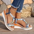 thumbnail image 3 of Rokment Womens Beach Platform Wedges Dress Sandals Bohemian Beads Braided Elastic Ankle Strap Espadrilles Slingback High Heels Bridal Summer Shoes B Size 7, 3 of 6