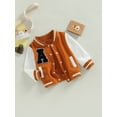 thumbnail image 3 of Bagilaanoe Toddler Baby Boy Girl Baseball Jacket Letter Pattern Contrast Color Long Sleeve Coat with Pockets 12M 18M 24M 3T 4T 5T Kids Fall Casual Outwear, 3 of 9