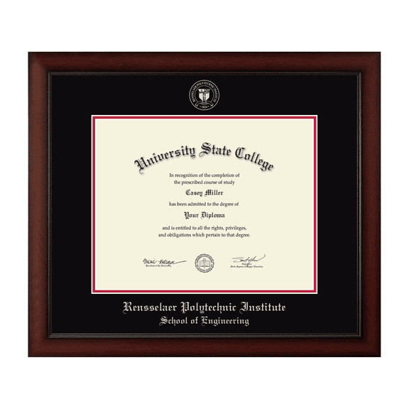 Framerly - RPI Engineering Diploma Frame with Black and Red Mat