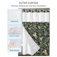 thumbnail image 2 of No Hook Shower Curtain with Snap in Liner Paisley Shower Curtain -Fabric Waterproof Inner Liner, Yellow Flowers Shower Curtains Washable 72"x72", 2 of 9