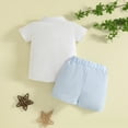 thumbnail image 5 of NOLDARES Toddler Baby Boy Summer Clothes Short Sleeve Embroidery Baseball T-shirt & Plaid Shorts Set 2 Piece Outfit Blazer,18-24 M, 5 of 6
