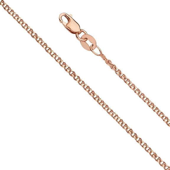 Precious Stars Genuine 14k Rose Gold 1.4mm Thin Open Wheat Chain Necklace for Men and Women - Perfect for Pendants - Available in 16" 18" 20" 22" 24"