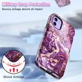 thumbnail image 5 of CASEFIV for iPhone 12/12 Pro Case,Heavy Duty Marble Shockproof Full Body Protection Phone Cover Women Girls,Purple, 5 of 8