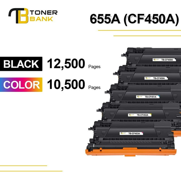 Toner Bank Compatible Toner Cartridge Replacement for HP 655A CF450A CF451A  CF452A CF453A Color Enterprise M652 M653 M681 M652dn M653dn MFP M681z