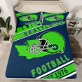 thumbnail image 2 of Erosebridal Football Helmet Print King Sheet Sets, Sports Theme Bedding King Size , Seattle, Navy Green, 4-Piece (Top Sheet, Fitted Sheet, Pillowcase), 2 of 6