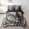 thumbnail image 3 of Manfei Halloween Crow Child Twin Bedding Sets 7-Piece, Vintage Cherry Blossoms Bedding Comforter Set, Mystic Galaxy Moon Reversible Sheet Sets, Lightweight Room Decor, 3 of 8