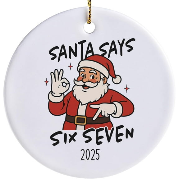 6 7 Santa Ornament, Custom Name 2025 67 Christmas Ornament, Trendy Weird Funny Kids Gift for Boys Tweens Teens (Non-Personalized)