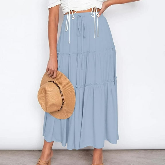 Women's Fashion Casual High Waisted MIDI Boho Style Pleated Skirt Corduroy Skirts for Women Knee Length Extra Long Twin Bed Skirt Maternity Pencil Skirt Wrap Skirt Skirts for Women Midi Length Linen
