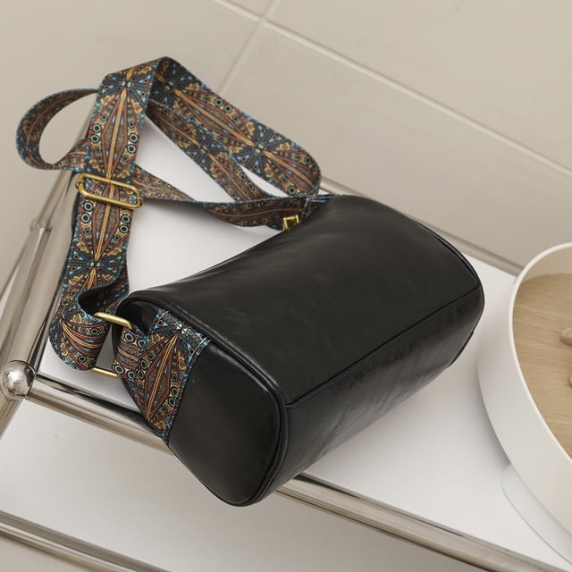 Bolsa cruzados de PU a la moda, de mensajero cilíndrica, correa ancha Vintage para viajes Tmvgtek Para Estrenar