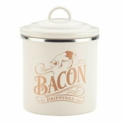 Ayesha Collection Enamel on Steel Bacon Grease Cans, Set of 2, French Vanilla