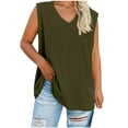 thumbnail image 2 of Lenago Women's Plus Size Summer Sleeveless Shirts Casual V-Neck Rollable Blouse Tops Family gifts, 2 of 5