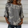 thumbnail image 2 of Women's Plus Size Casual Printed Blouse Short Sleeve Shirt Tunic Top Flowy Grey XXXXL, 2 of 4