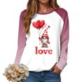 thumbnail image 6 of HCNTES Womens Girls Valentines Spring Long Sleeve Love Heart Print Pullover Crew Neck T-Shirt Casual Fashion Comfortable Classic Trendy Wear(A01-Watermelon Red,2XL), 6 of 9