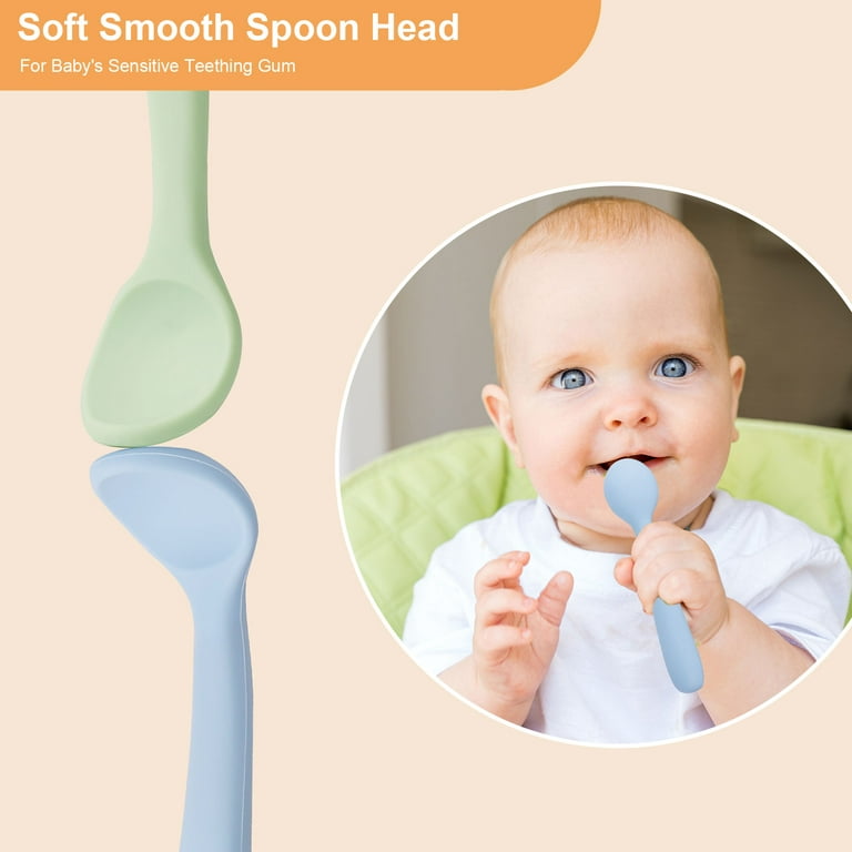 Baby Spoons Self Feeding 6+ Months - 7 Pack Silicone First Stage Infant  Training Spoons, Baby Led Weaning Untensils for Toddlers, BPA-Free Rainbow