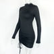 thumbnail image 4 of Minivestido negro ajustado sexy para mujer, con fruncido y cordón, de manga larga, ajustado, para fiesta, 2024, 4 of 5
