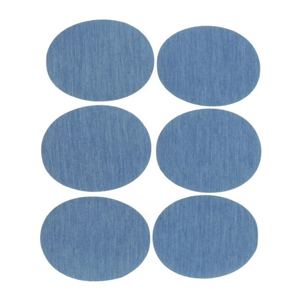 6x Denim Iron on Fabric Patches Oval Pants Jeans Patches Craft Repair Kit Light Blue