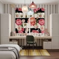 thumbnail image 6 of Curtains 84 Inches Long 2 Panels, Flower Stripes Grommets Window Treatment Curtain, Black White Geometric Pink Rose Floral Thermal Curtains Drapes for Living Room/Bathroom, 6 of 9