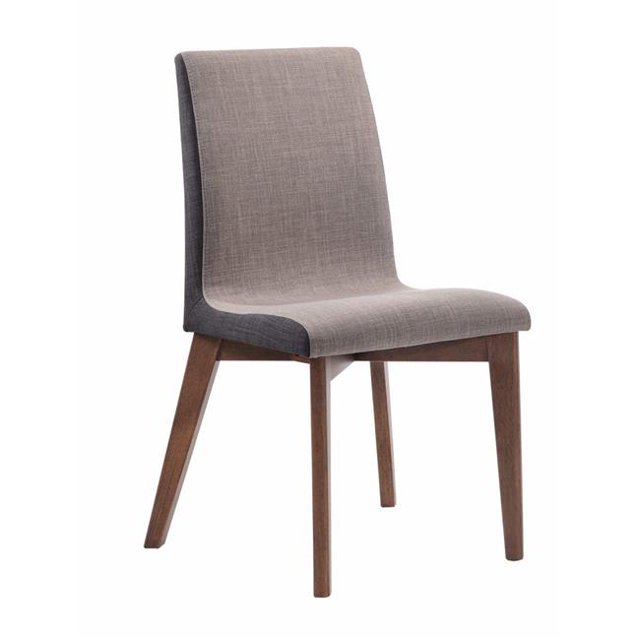 Chaise d'Appoint Sans Bras en Bois&44; Gris & Brun Noyer - Lot de 2